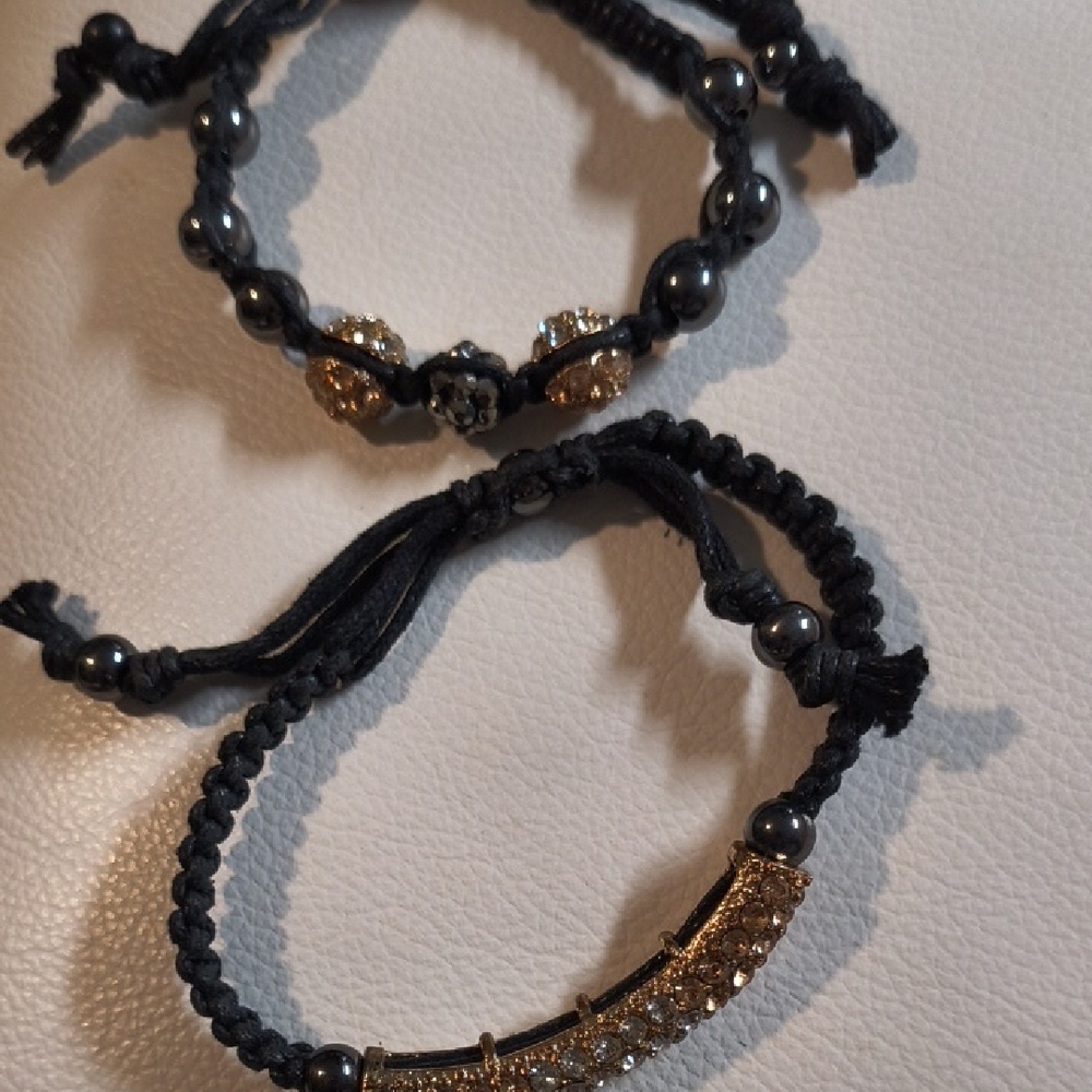 Elegant Black and Gold Beaded Double Take Bracelet Set